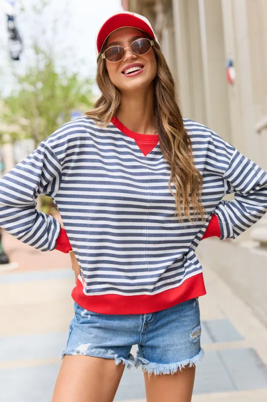 Bexley Blue Stripe Crewneck made by Pink Lily