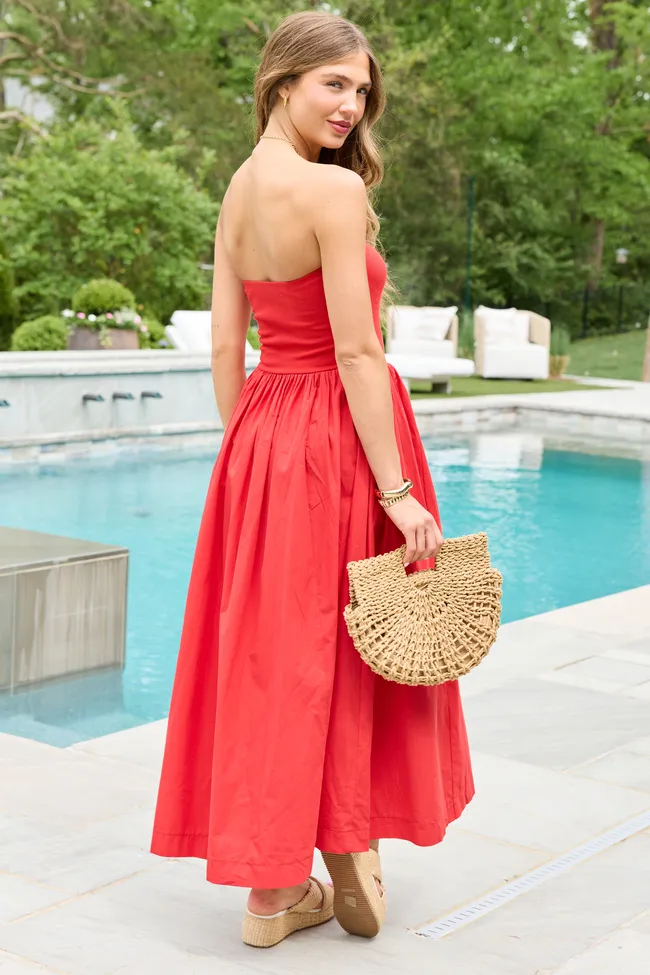 Kassie Red Strapless Maxi Dress FINAL SALE sold by Pink Lily product image thumbnail 4