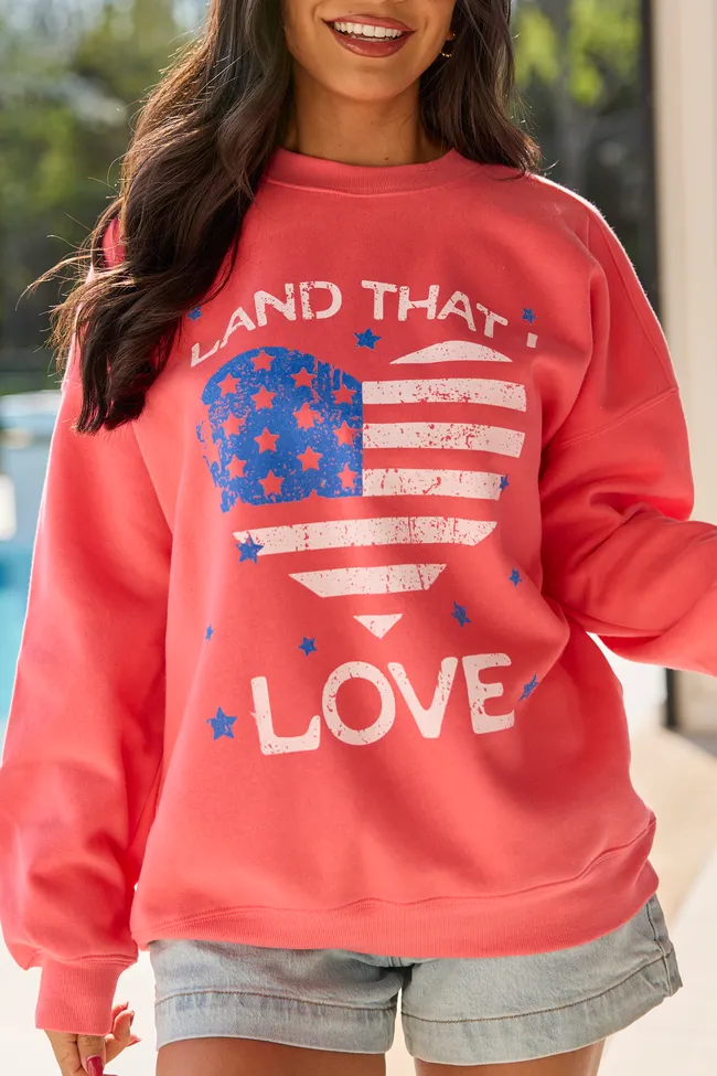 Land That I Love Light Red Graphic Sweatshirt sold by Pink Lily product image thumbnail 2