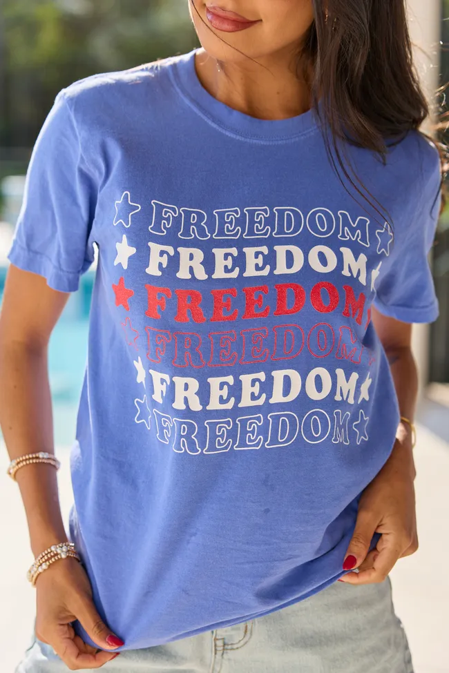 Freedom Repeat Blue Graphic Tee sold by Pink Lily product image thumbnail 3
