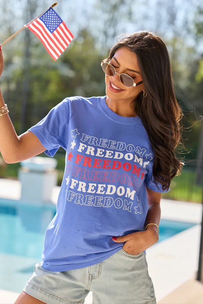 Freedom Repeat Blue Graphic Tee sold by Pink Lily product image thumbnail 2