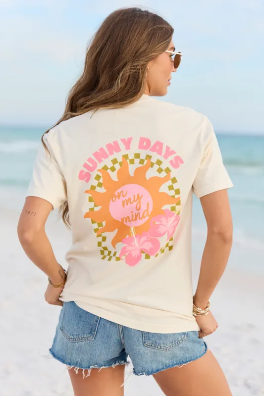 Sunny Days On My Mind Ivory Graphic Tee made by Pink Lily