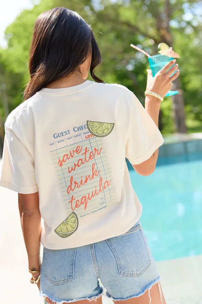 Save Water Drink Tequila Ivory Graphic Tee sold by Pink Lily product image thumbnail 2