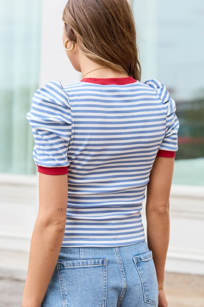 Hagan Blue And Red Stripe Top sold by Pink Lily product image thumbnail 5
