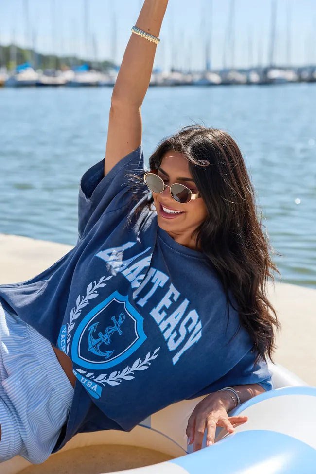 Lake It Easy Navy Oversized Graphic Tee sold by Pink Lily product image thumbnail 3