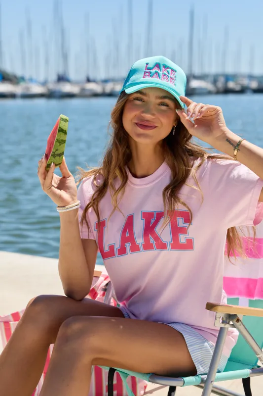 Lake Block Light Pink Comfort Colors Graphic Tee made by Pink Lily