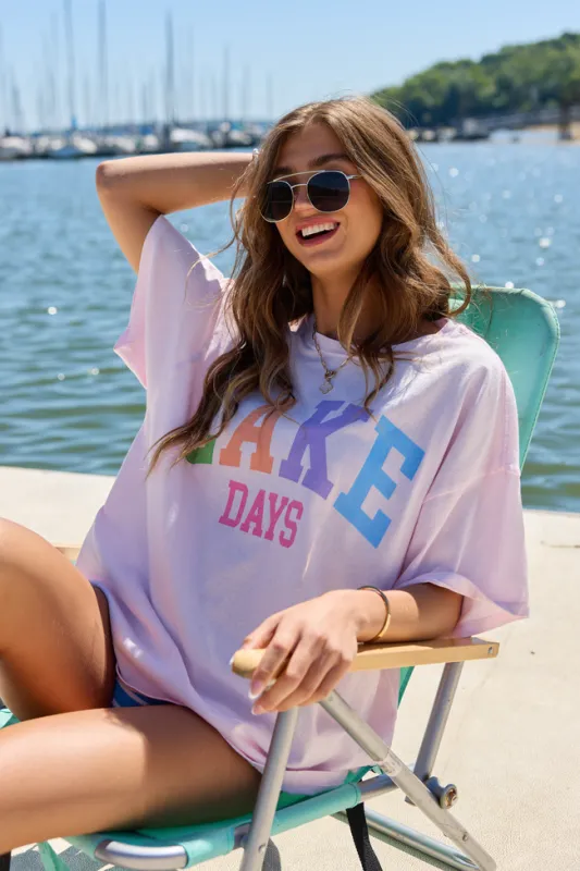 Lake Days Light Pink Oversized Graphic Tee made by Pink Lily
