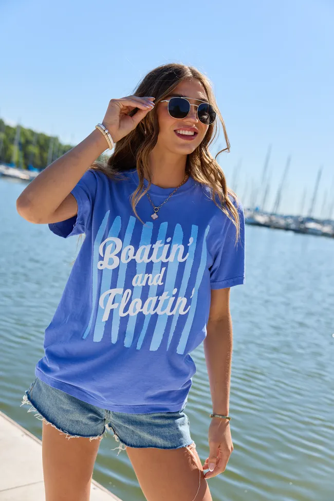 Boatin' And Floatin' Blue Comfort Colors Graphic Tee sold by Pink Lily product image thumbnail 4