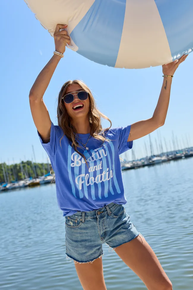 Boatin' And Floatin' Blue Comfort Colors Graphic Tee sold by Pink Lily