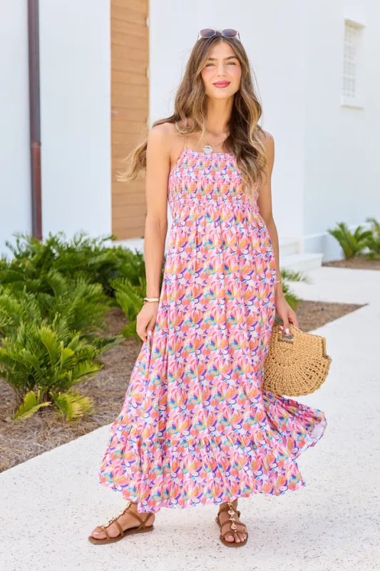Ashley Pink Floral Maxi Dress made by Pink Lily