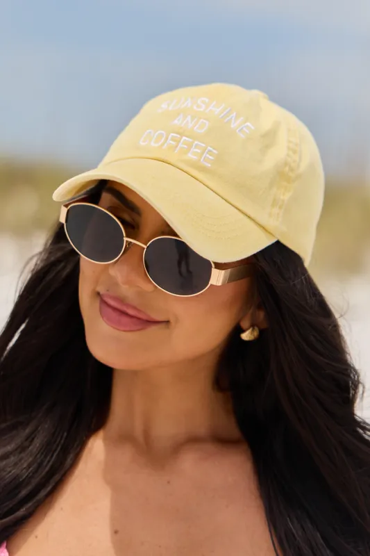 Yellow Sunshine And Coffee Baseball Hat DOORBUSTER made by D&Y