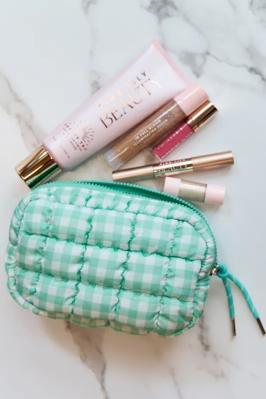 GWP - Haylie Mint Quilted Mini Bag + 5 Piece Beauty Kit made by Pink Lily