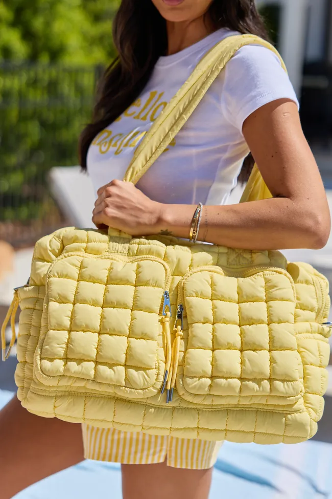Haylie Butter Yellow Quilted Weekender Bag sold by Pink Lily