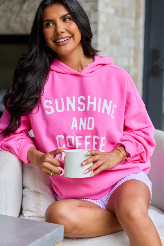 Sunshine And Coffee Pink Graphic Hoodie made by Pink Lily