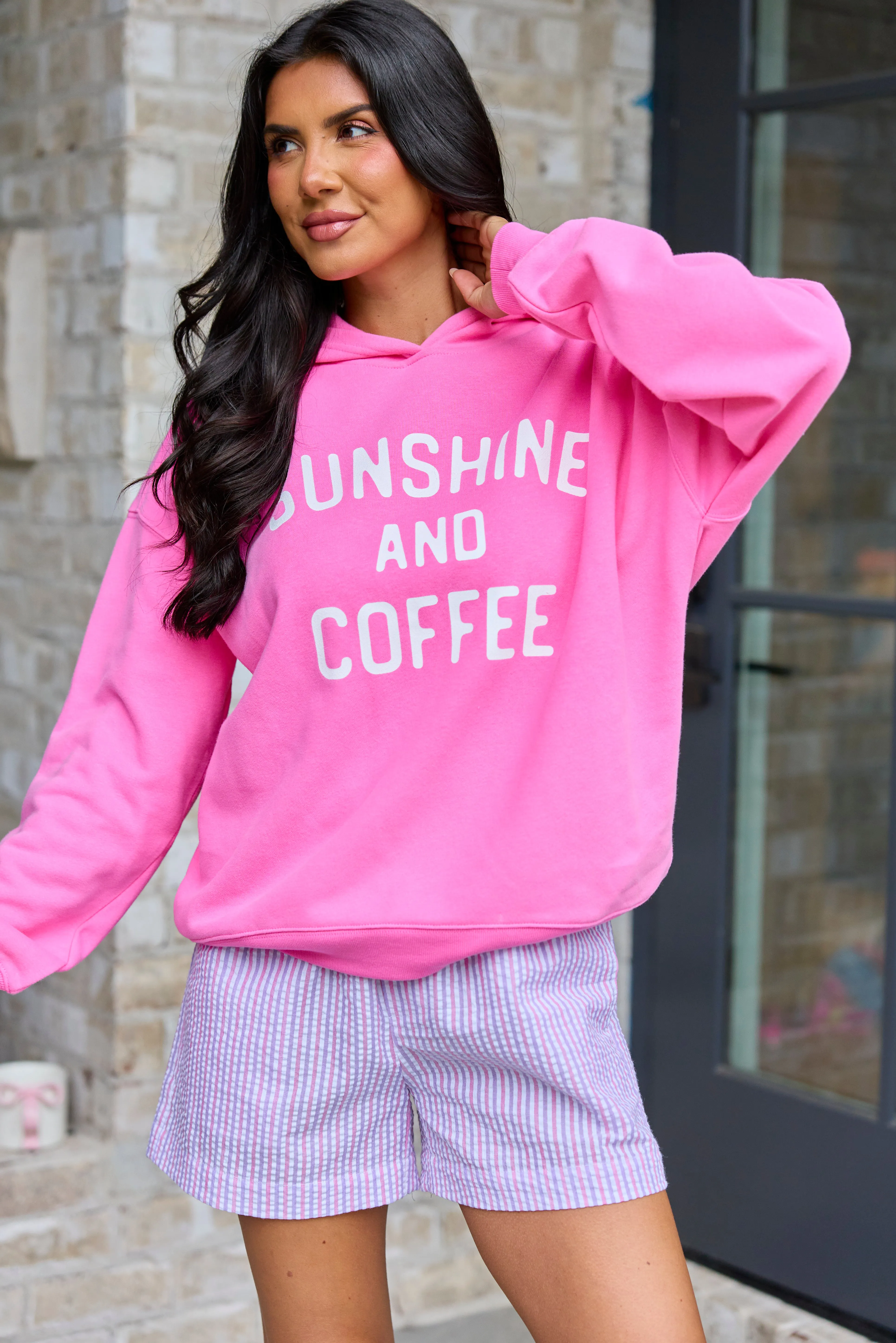 Sunshine And Coffee Pink Graphic Hoodie sold by Pink Lily product image thumbnail 3