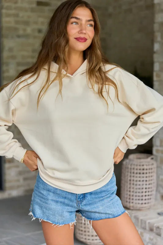 Everyday Ease Cream Hoodie made by Pink Lily