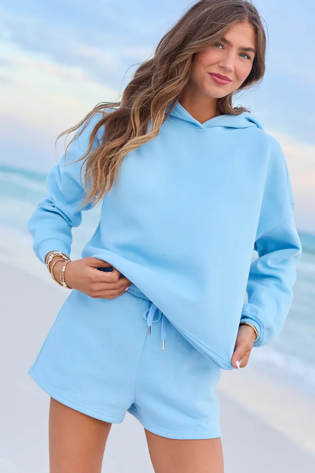 Everyday Ease Light Blue Hoodie sold by Pink Lily