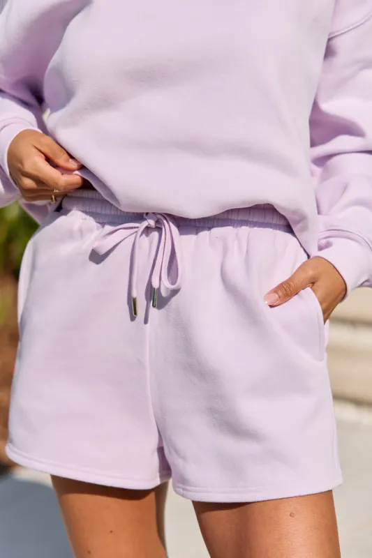 Everyday Ease Purple Fleece Shorts made by Pink Lily
