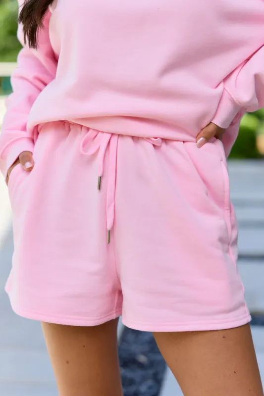 Everyday Ease Light Pink Fleece Shorts made by Pink Lily