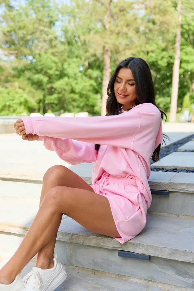 Everyday Ease Light Pink Fleece Shorts sold by Pink Lily product image thumbnail 5