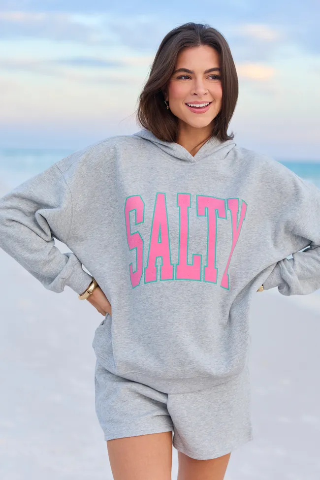 Salty Block Light Grey Graphic Hoodie sold by Pink Lily product image thumbnail 2
