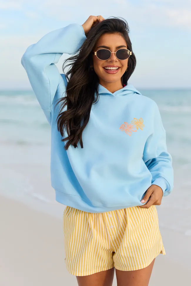 Paradise Beach Club Light Blue Graphic Hoodie sold by Pink Lily product image thumbnail 4