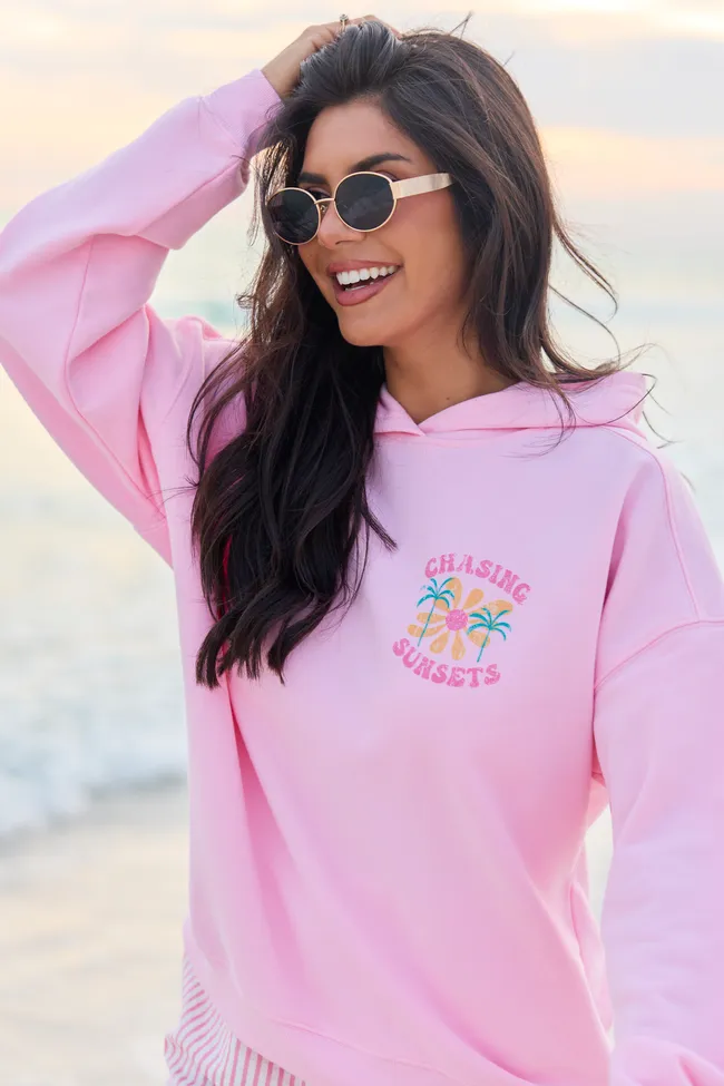 Chasing Sunsets Light Pink Graphic Hoodie sold by Pink Lily product image thumbnail 2