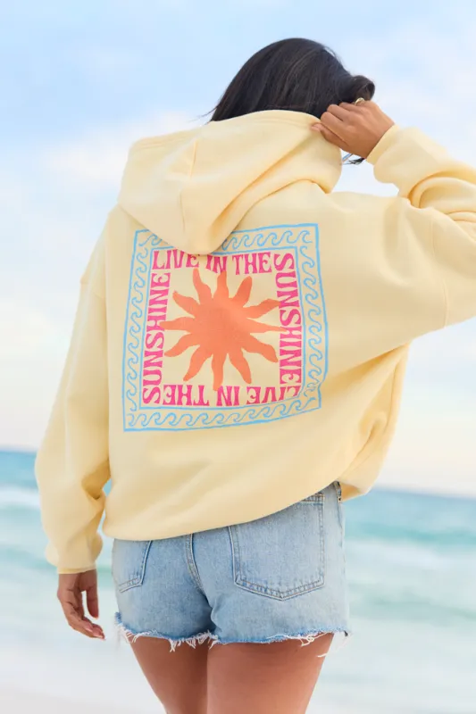 Live In The Sunshine Yellow Graphic Hoodie made by Pink Lily