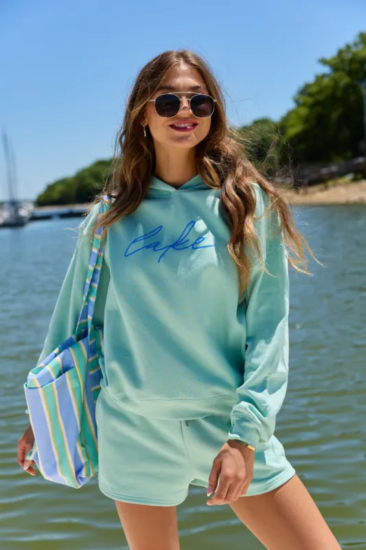 Lake Script Mint Graphic Hoodie made by Pink Lily