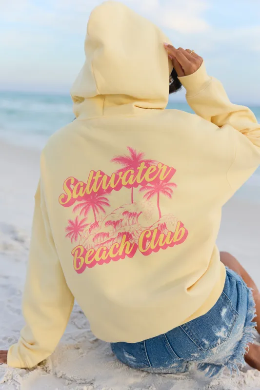 Saltwater Beach Club Yellow Graphic Hoodie made by Pink Lily