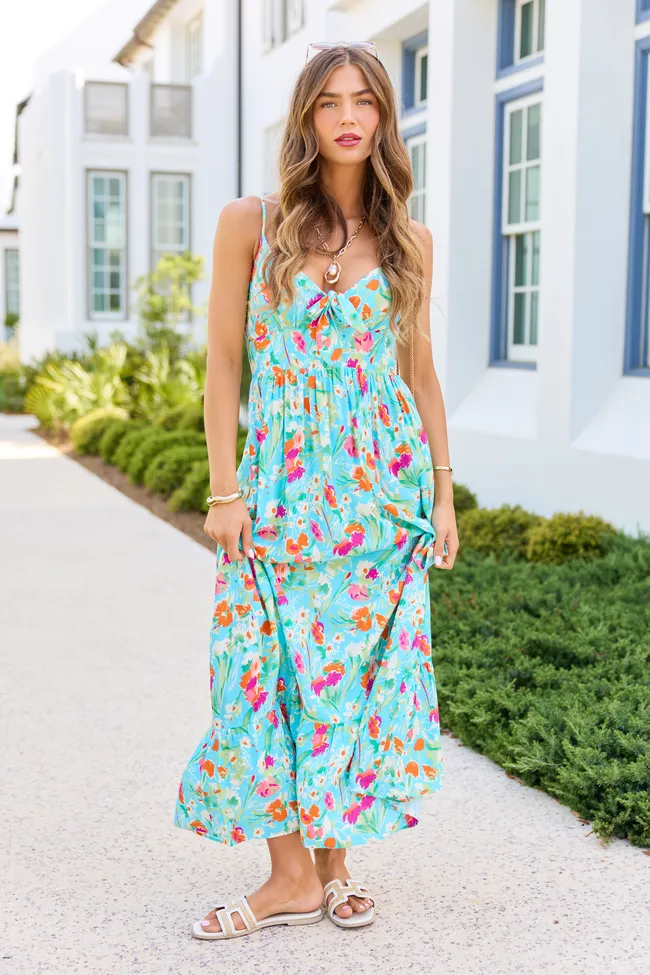 Lila Turquiose Floral Maxi Dress sold by Pink Lily product image thumbnail 3