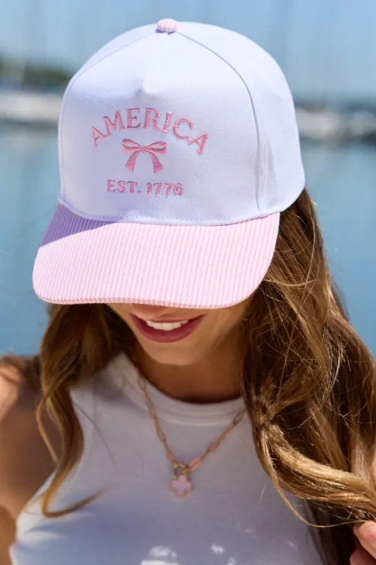 Pink Striped America Hat made by D&Y