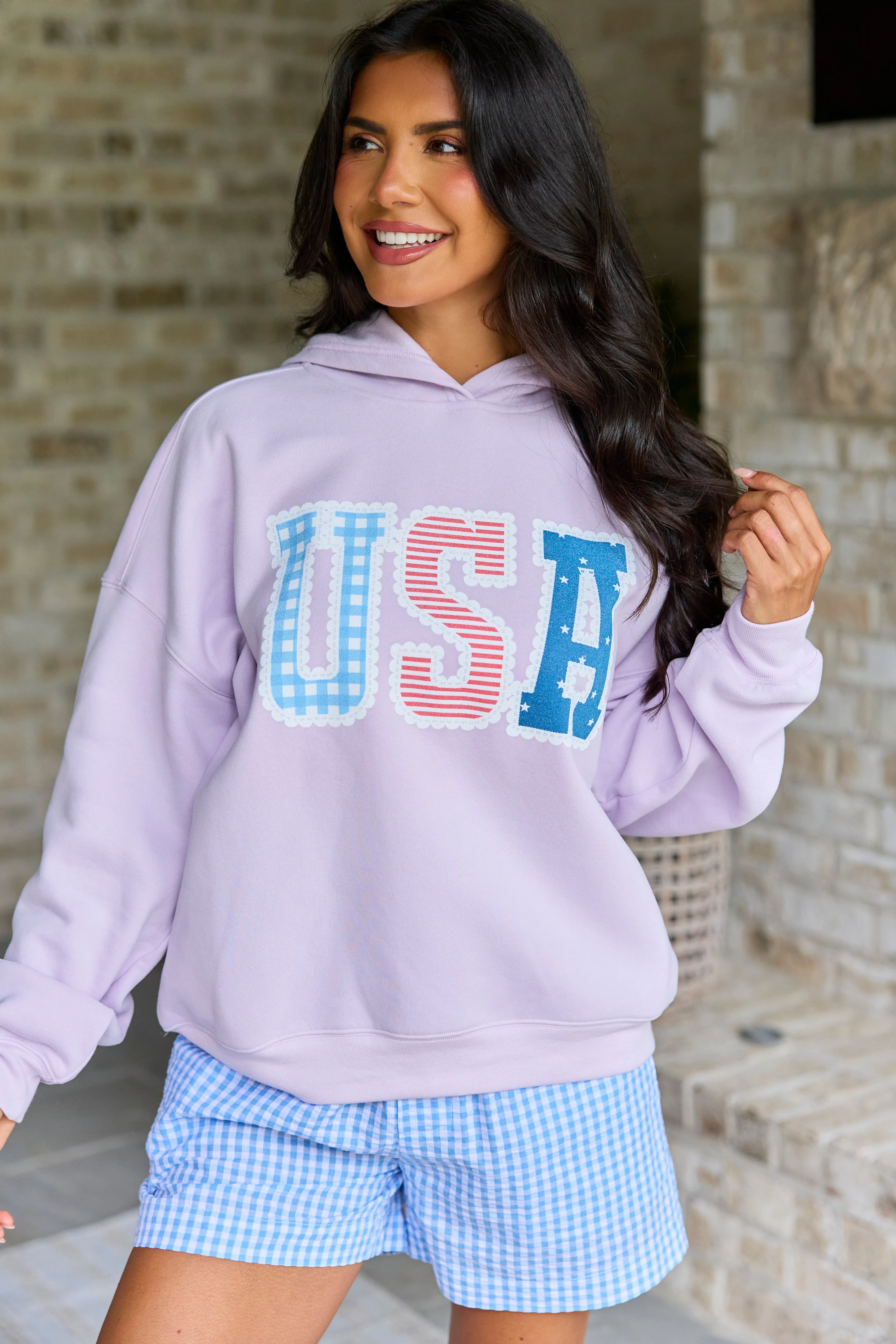 USA Lace Print Purple Graphic Hoodie sold by Pink Lily product image thumbnail 5
