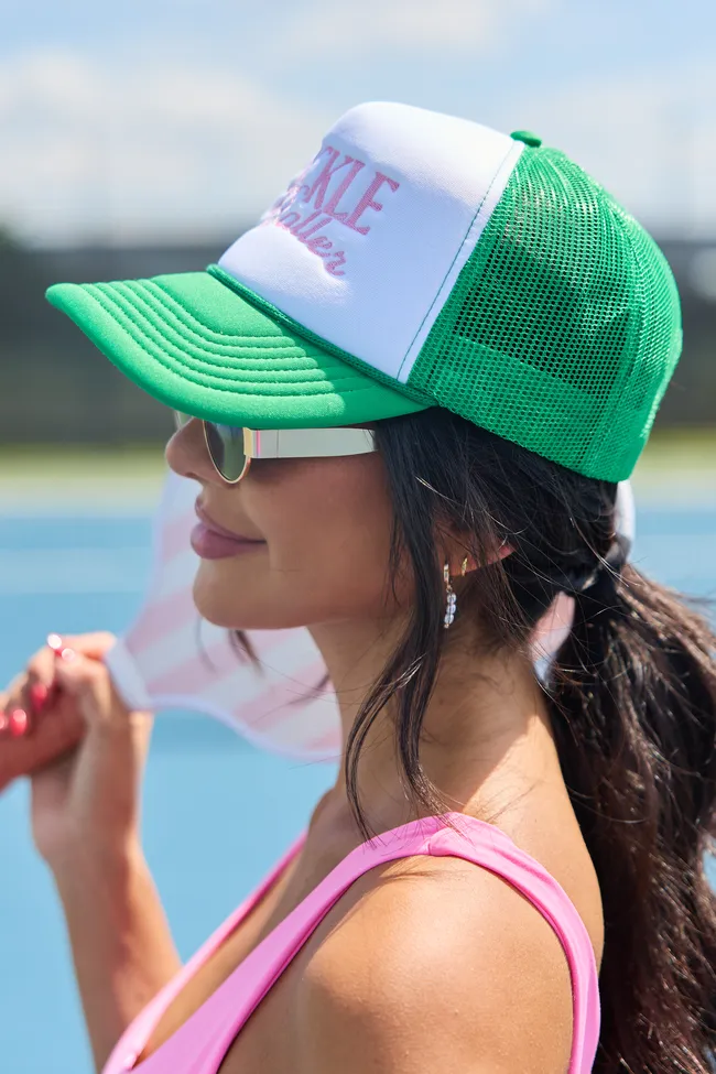 Pickleballer White/Kelly Embroidered Trucker Hat sold by Pink Lily product image thumbnail 2