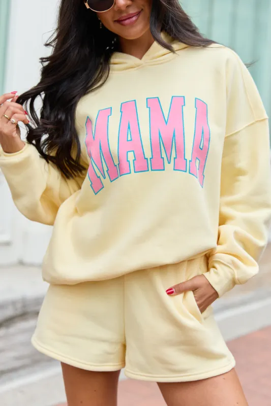 Mama Block Yellow Graphic Hoodie made by Pink Lily