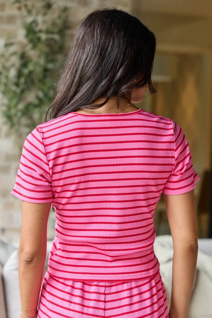 Piper Hot Pink Striped Tee sold by Pink Lily product image thumbnail 5