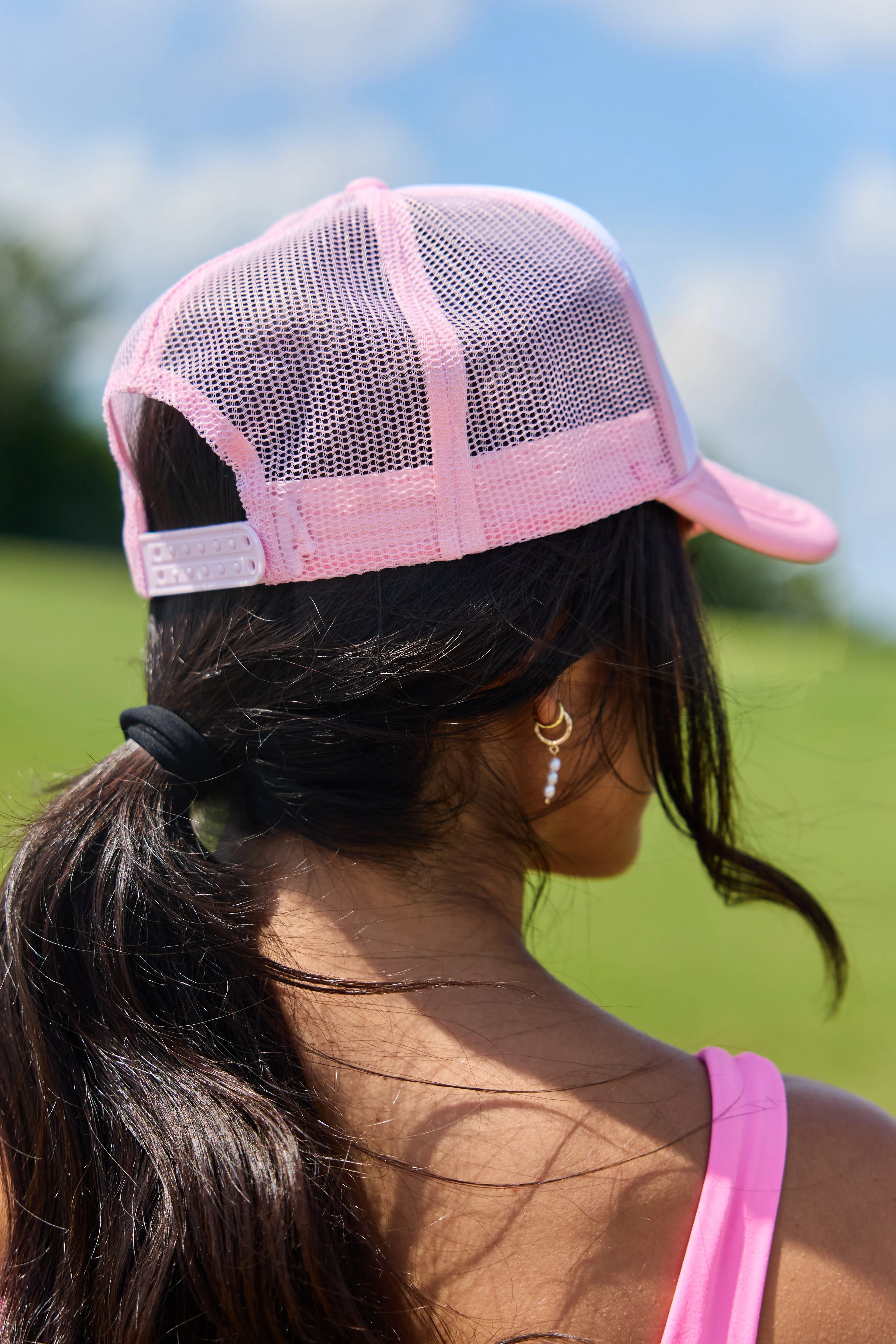 Golf Wives White/Pink Embroidered Trucker Hat sold by Pink Lily product image thumbnail 4