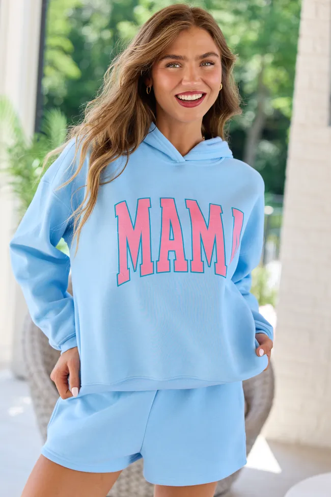 Mama Block Light Blue Graphic Hoodie sold by Pink Lily product image thumbnail 2