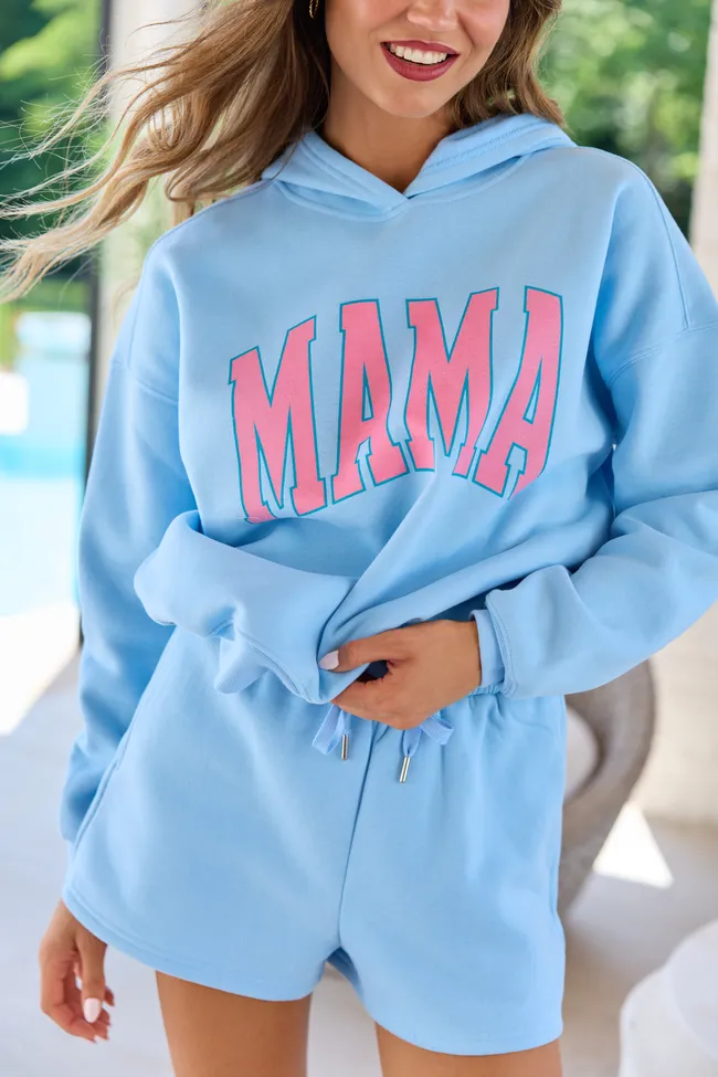 Mama Block Light Blue Graphic Hoodie sold by Pink Lily