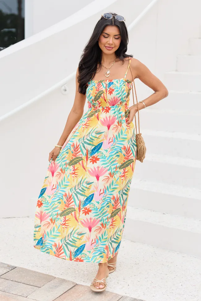 Aria Multi Palm Print Maxi Dress sold by Pink Lily product image thumbnail 5