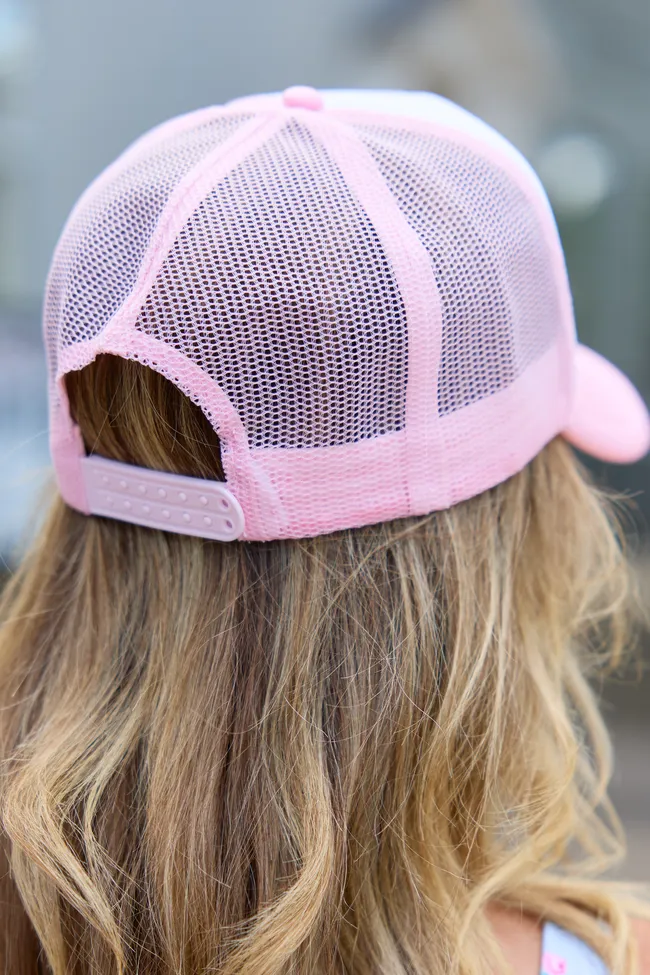 Tennis Racquet White/Pink Embroidered Trucker Hat sold by Pink Lily product image thumbnail 4