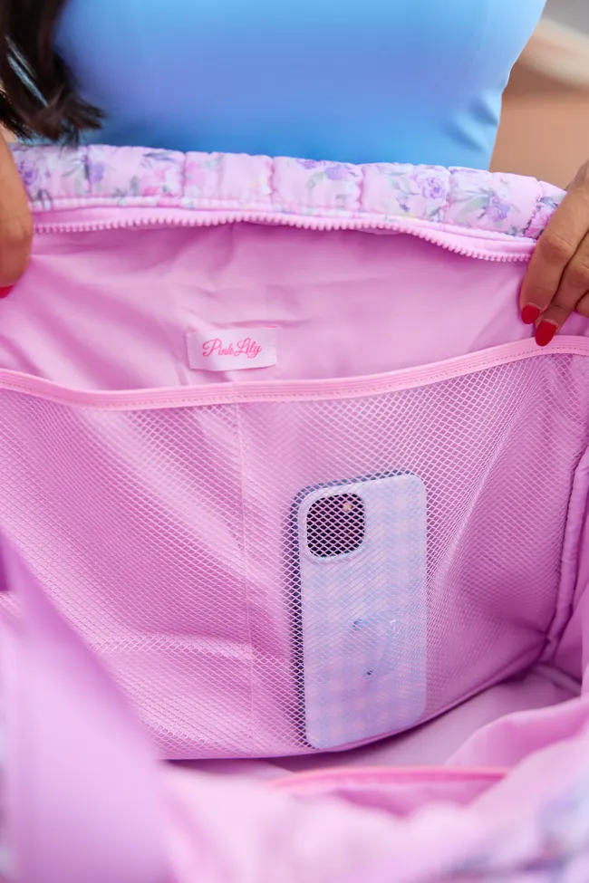 Haylie Lilac Floral Quilted Weekender Bag sold by Pink Lily product image thumbnail 3