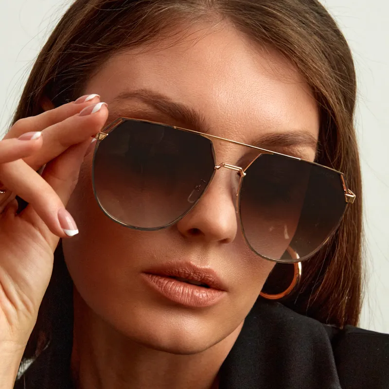 TopFoxx Farrah - Brown Tangle Free Aviator Sunglasses made by Topfoxx