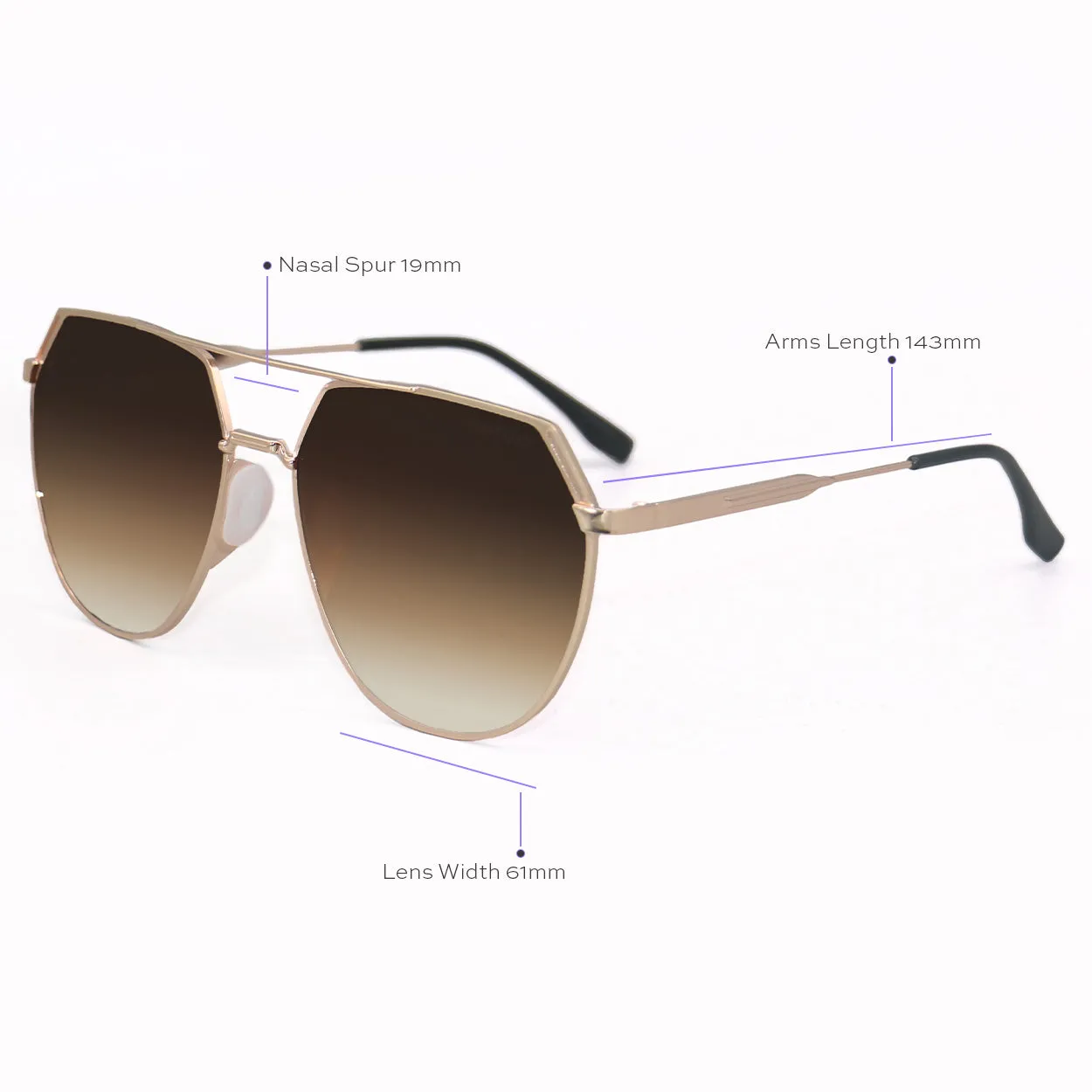 TopFoxx Farrah - Brown Tangle Free Aviator Sunglasses sold by Pink Lily product image thumbnail 4