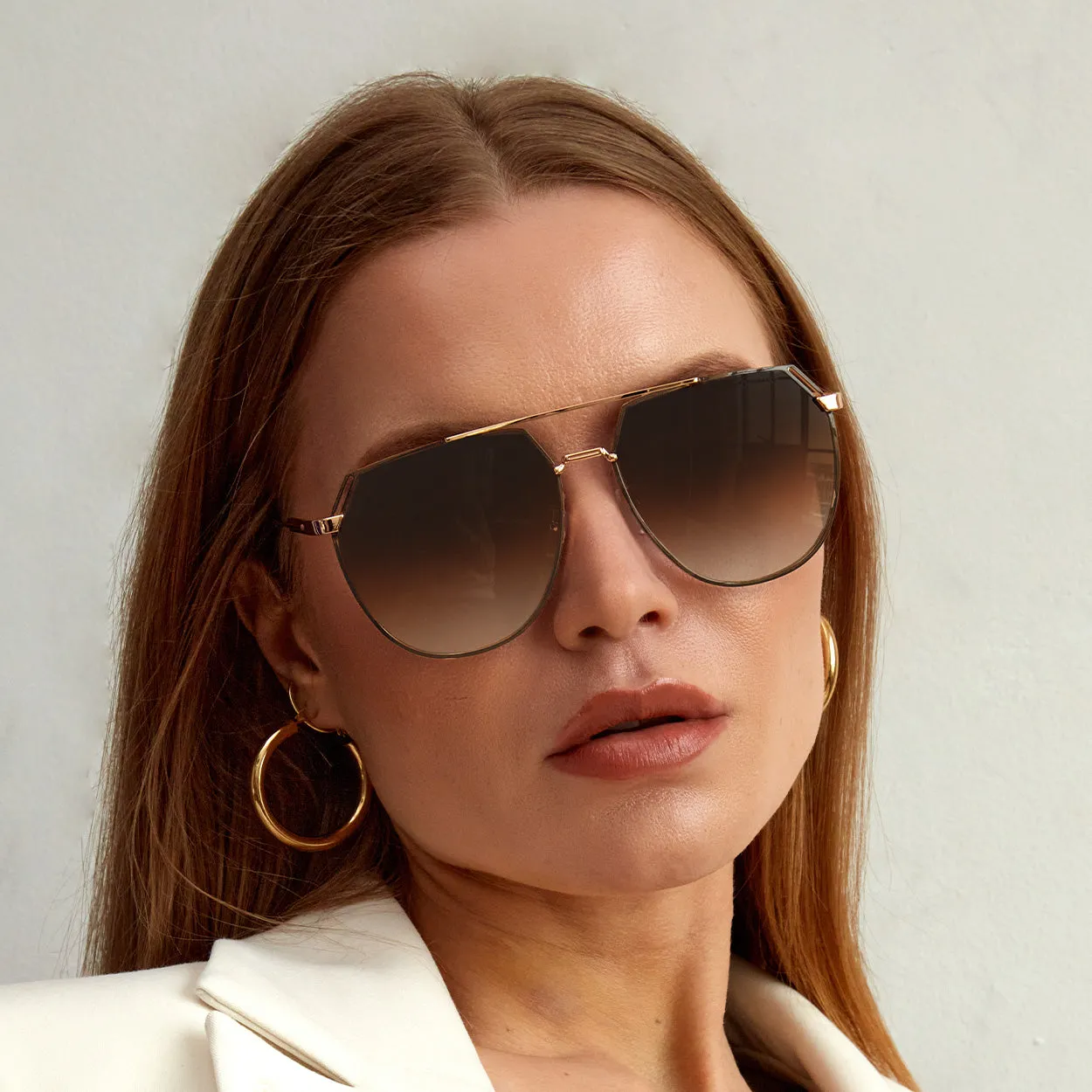 TopFoxx Farrah - Brown Tangle Free Aviator Sunglasses sold by Pink Lily product image thumbnail 2