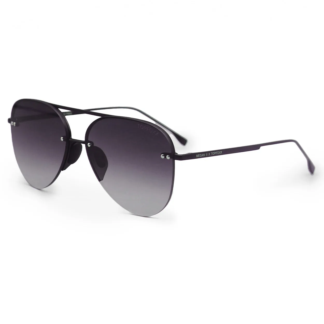 TopFoxx Smaller Megan 2 Faded Black - Tangle Free Aviator Sunglasses sold by Pink Lily product image thumbnail 4