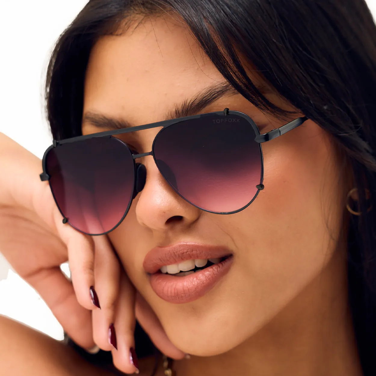 TopFoxx Cristina - Tangle Free - Faded Purple & Pink Aviator Sunglasses sold by Pink Lily product image thumbnail 5
