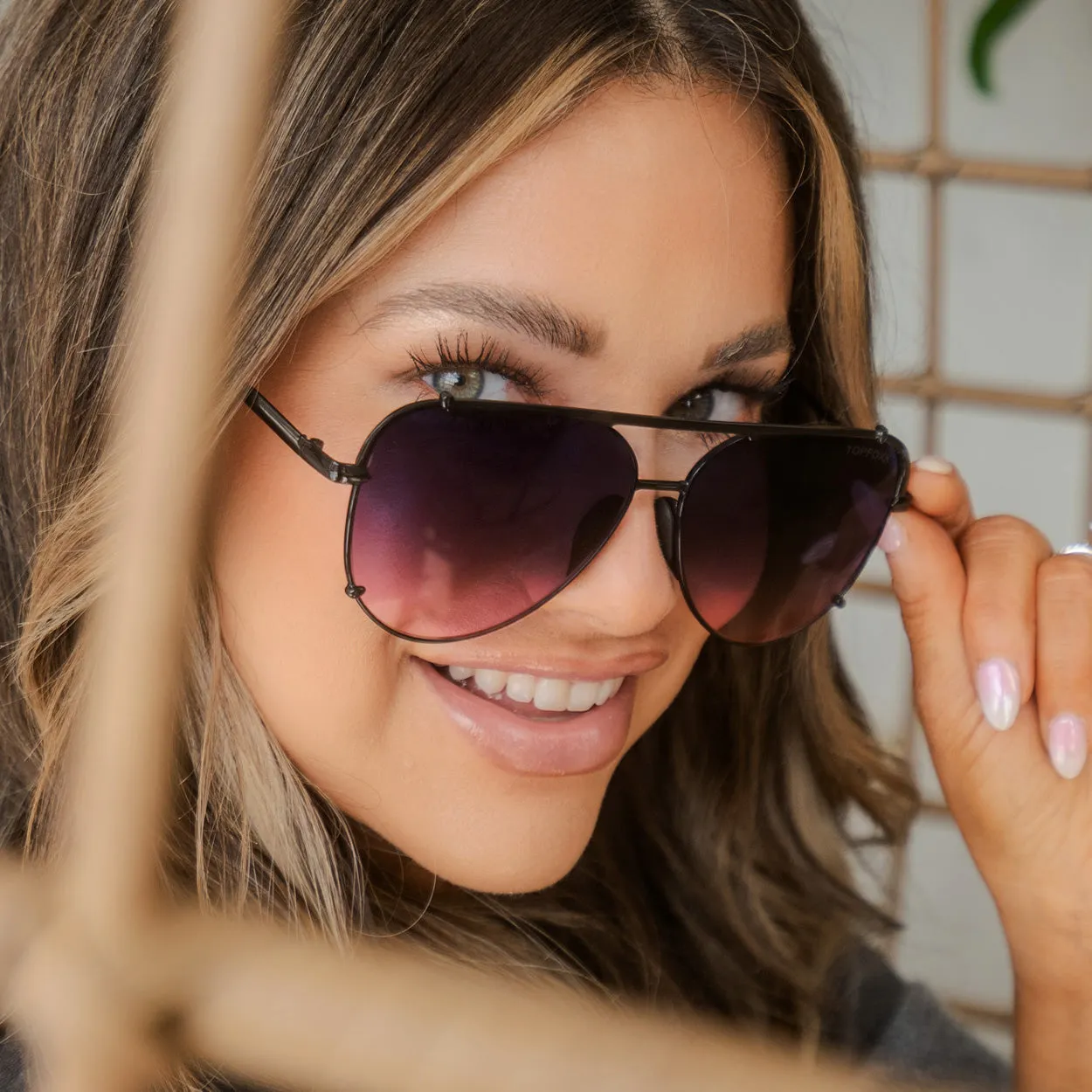 TopFoxx Cristina - Tangle Free - Faded Purple & Pink Aviator Sunglasses sold by Pink Lily product image thumbnail 2