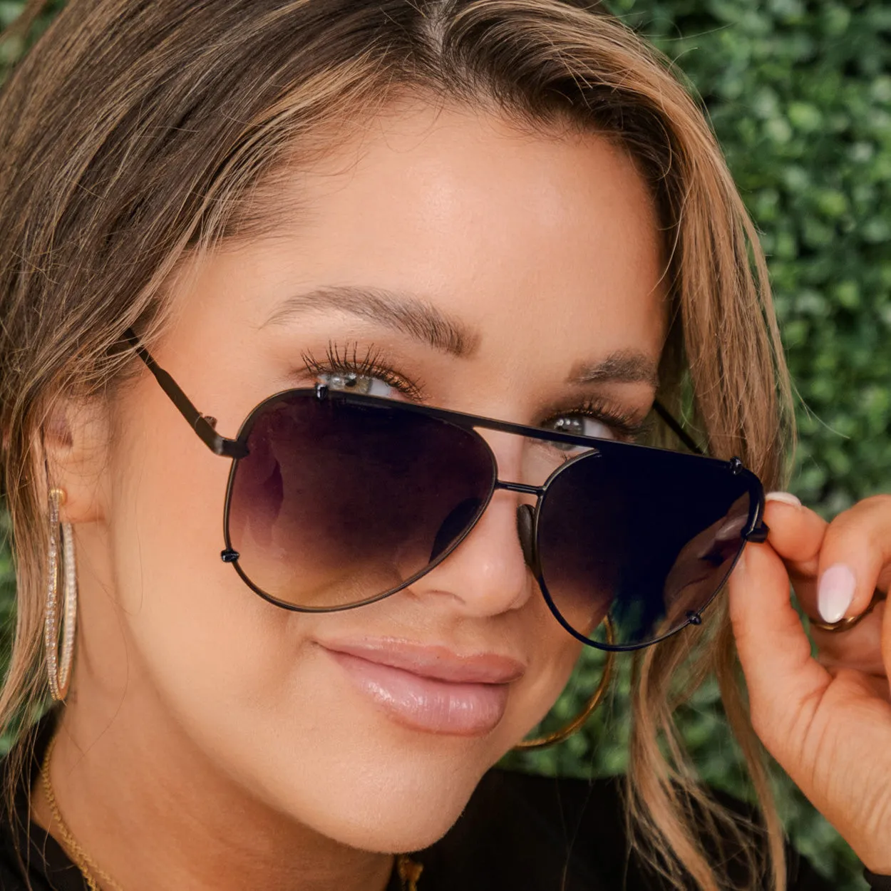 TopFoxx Cristina - Tangle Free - Faded Black Aviator Sunglasses sold by Pink Lily product image thumbnail 2