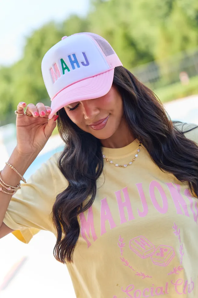 Mahj Block White/Pink Embroidered Trucker Hat (Copy) sold by Pink Lily product image thumbnail 2